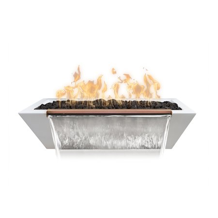 THE OUTDOOR PLUS 48 Rectangular Linear Maya Fire, Water Bowl, Powder Coated Metal, Black, Natural Gas OPT-4820MPCFWE12V-BLK-NG